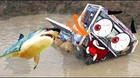 Extreme Dangerous Hungry Shark Hunting Monster Truck |Try Not to Laugh Shark with Truck|Woa Doodland