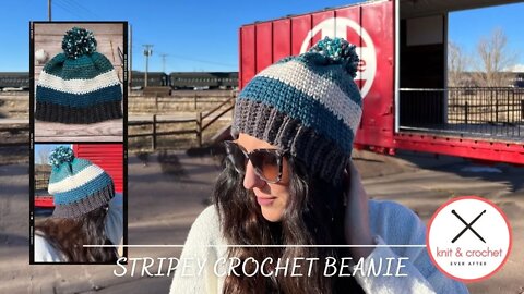 Stripey Beanie ~ Knit Look Striped Crochet Beanie Tutorial - UPDATED O'go Review Included