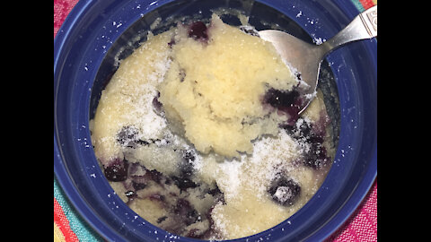 Eggless Blueberry Muffin in a mug for when you just need a small bite of something sweet