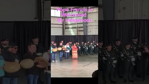 Pope Francis Is Welcomed By Indigenous Drummers, Edmonton Canada