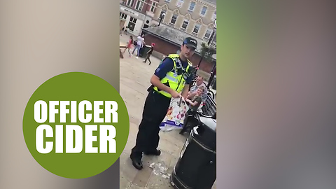 PCSO confiscate man's bottle of cider before pouring it into a bin