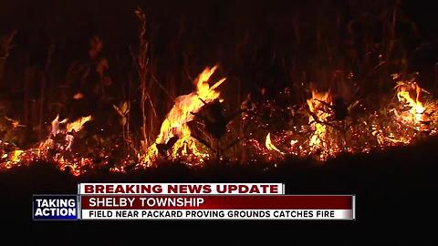 Field near Packard Proving Grounds catches fire in Shelby Township