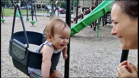 Cute Baby Laughs at Silly Mama