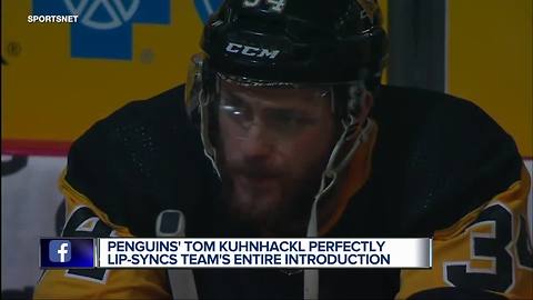 Penguins forward perfectly lip-syncs team's introduction
