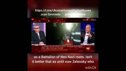 The ambassador of Ukraine in Spain, Serhii Pohoreltsev, is asked on national TV about Azov Battalion