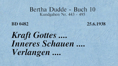 BD 0482 - KRAFT GOTTES .... INNERES SCHAUEN .... VERLANGEN ....