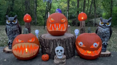 Dusk To Darkness Halloween With Three Jack O Lanterns