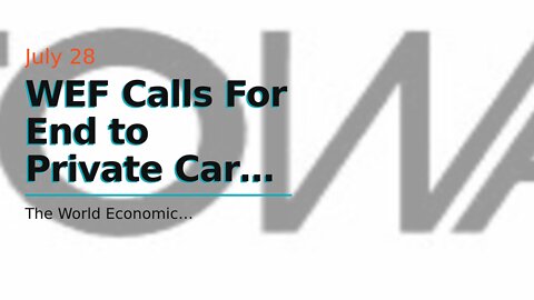 WEF Calls For End to Private Car Ownership