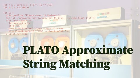 PLATO Approximate String Matching
