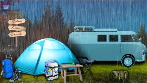 Heavy Rain Sounds for Sleeping with Thunder -Camping in Heavy Rain on Tent - 1 Hour ASMR Mood Lights