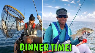 Catching DINNER Mangrove Snapper & Speckled Trout Kayak Fishing