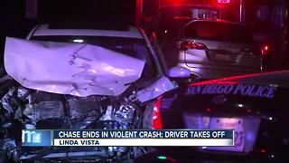 Pursuit ends in crash that injures woman