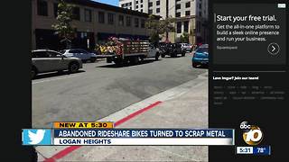 Abandoned rideshare bikes turned to scrap metal
