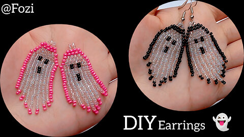 Beaded Ghost Earrings Tutorial 👻 Halloween Jewelry