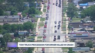 Tow truck procession for driver killed in crash