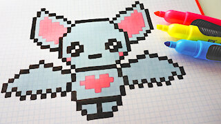 how to Draw Kawaii Bat - Hello Pixel Art by Garbi KW