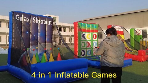 4 in 1 Inflatable Games Basketball Shooting Game Tic Tac Toe Ring Toss Carnival Game