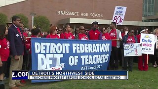 Detroit teachers picket before school board meeting