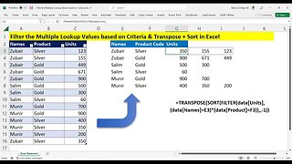 Filter the Multiple Lookup Values based on Criteria & Transpose + Sort in Microsoft Excel