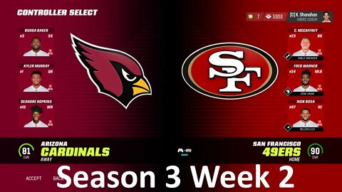 Madden Nfl 23 Cardinals Vs 49ers Simulation Franchise S3 W2