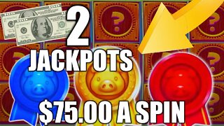 2 Back to Back Jackpots!! High Limit $75 SPINS on Piggies