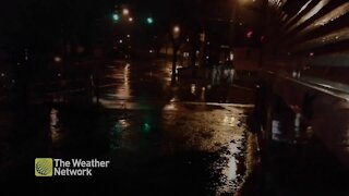 Heavy rain dampens the streets of St. John's