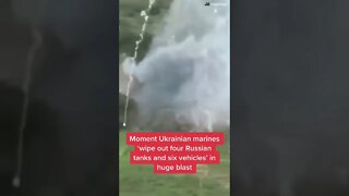 Russian tanks, Howitzers and vehicles go up in flames in huge blast.