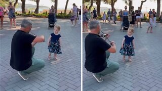 Little Girl Totally Amazed By Live Violin Performance