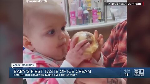 Baby's first taste of ice cream