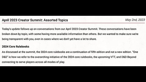 Looking at the D&D Community Update for May 2nd, 2023 - D&D Fivever Edition