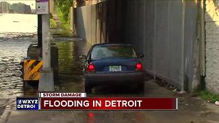 Heavy rain causes flooding in Detroit