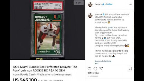 Dwayne 'The Rock' Johnson 'humbled' after rookie card sells for $45k