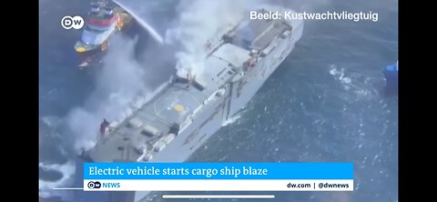Electric Car Ferry ( Fairy ) Fire At Sea