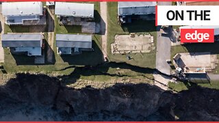 Drone footage shows the cliff erosion which has left homeowners in turmoil