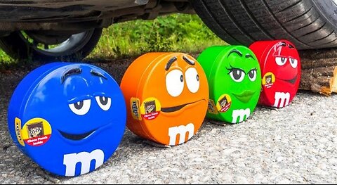 Crushing Crunchy and soft things by car! Experiment car vs m&m