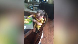 Funny Little Boy Can’t Stop Eating Corn Even Though He Hates It