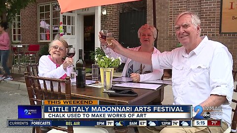 Chalk covers sidewalks in Little Italy as the Madonnari Arts Festival takes place