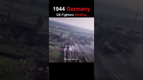 WW2, 1944: P-47D Thunderbolts Strafing German Ground Targets | 4k, 60fps, Colorized, Sound Design