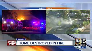 Home destroyed after stubborn fire in Tempe