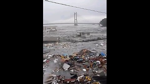 Tsunami Onslaught: Town Submerged, Vehicles Vanished