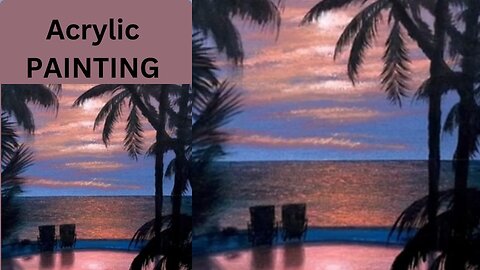 How to Draw a Sunset Beach / Acrylic Painting for Beginners