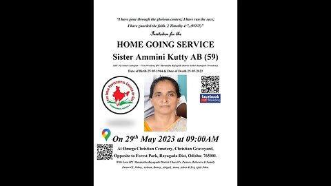 Home Going Service of Sr Amminikutty AB on 29th May 2023 Part 1