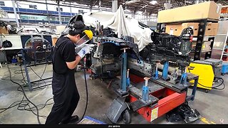Mercedes CLS 220d body repair on Celette frame machine