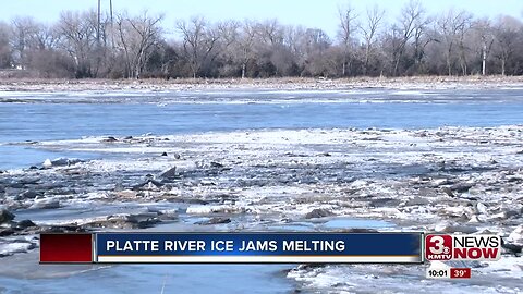 Warm weather melting Platte River ice jam