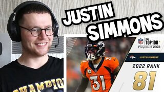 Rugby Player Reacts to JUSTIN SIMMONS (Denver Broncos, S) #81 NFL Top 100 Players in 2022