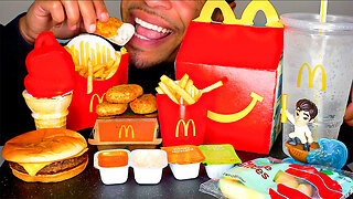 mcdonald's | happy meal chicken nuggets cheeseburger | french fries | kids toy | red ice cream cone