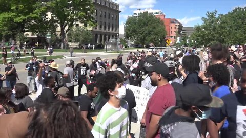 People protest George Floyd's death at the Idaho State Capitol in Boise