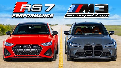 Audi RS7 Performance v BMW M3: DRAG RACE