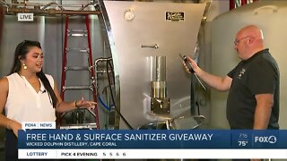 Community sanitizer giveaway at Wicked Dolphin Rum Distillery