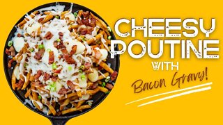 Cheesy Poutine with Bacon Gravy |iamhomesteader.net